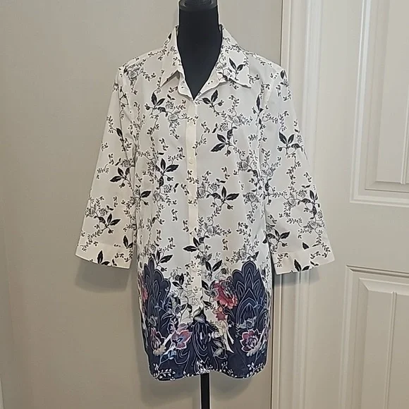 Chico's Blue Print Shirt - Picture 1 of 4